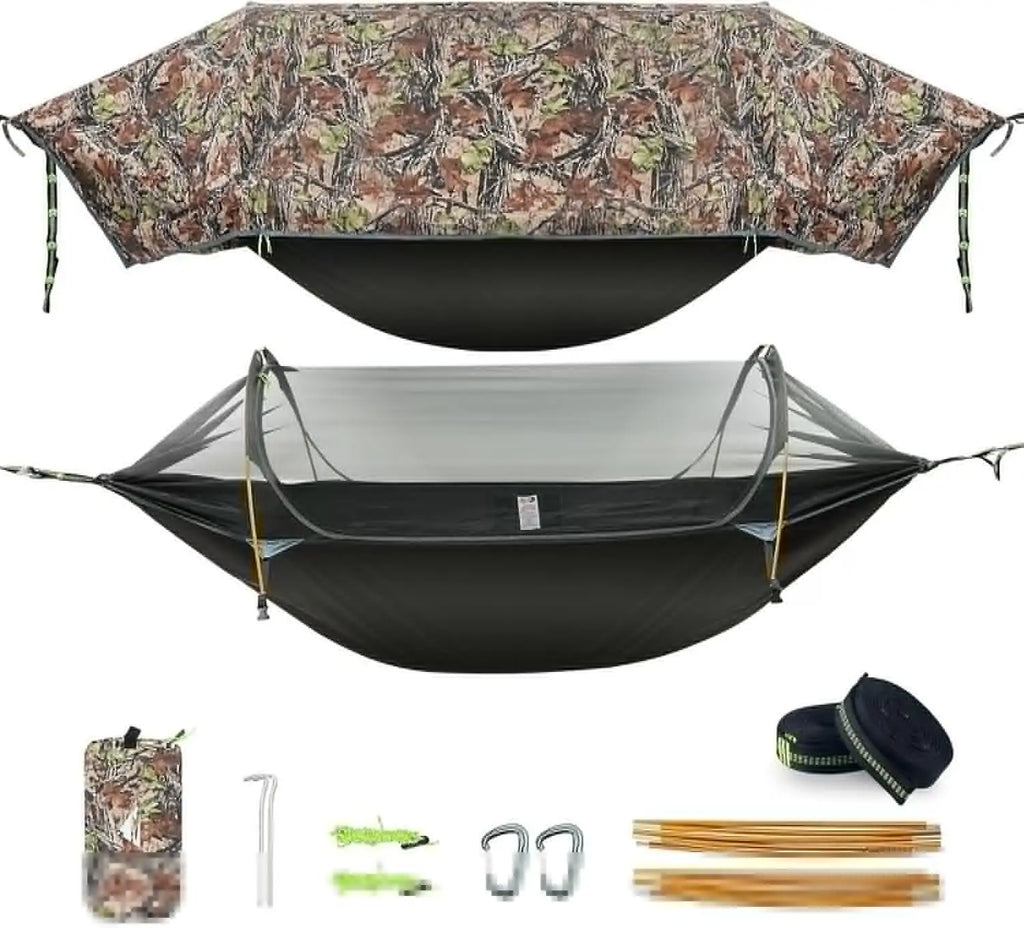 3-in-1 Waterproof Camping Hammock Tent with Mosquito Net, Rainfly, Lightweight Portable for Hiking Outdoor Travel