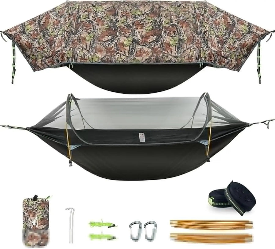 3-in-1 Waterproof Camping Hammock Tent with Mosquito Net, Rainfly, Lightweight Portable for Hiking Outdoor Travel