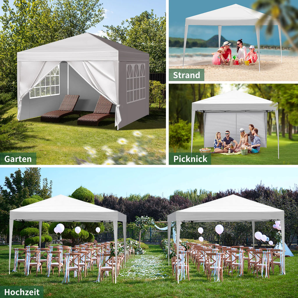 3 X 3m Two Doors & Two Windows Practical Waterproof Right-Angle Folding Tent White