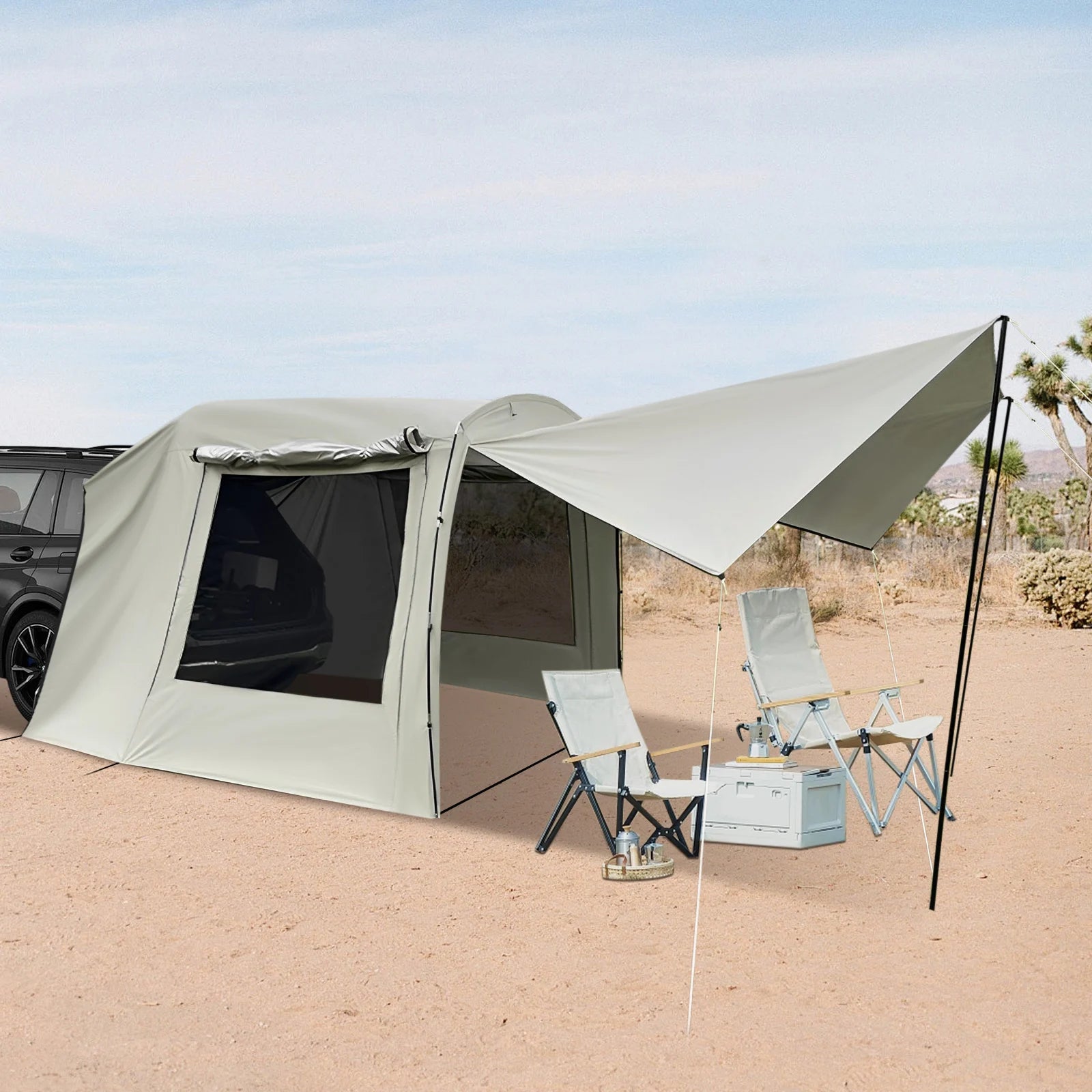 Car Awning Tent for SUV MPV Outdoor Camping Shelter Car Tent Attachment for Camping and Road Trip Adventures