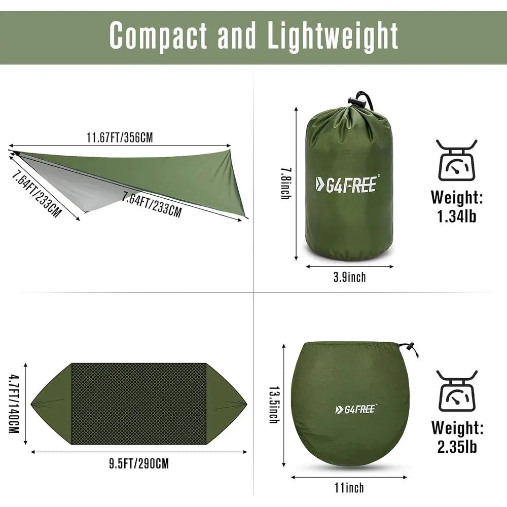 Large Camping Hammock with Mosquito Net and Rain ly- 2 Person Portable Hammock with Bug Net and Tent Tarp or Outdoor Hiking Camp
