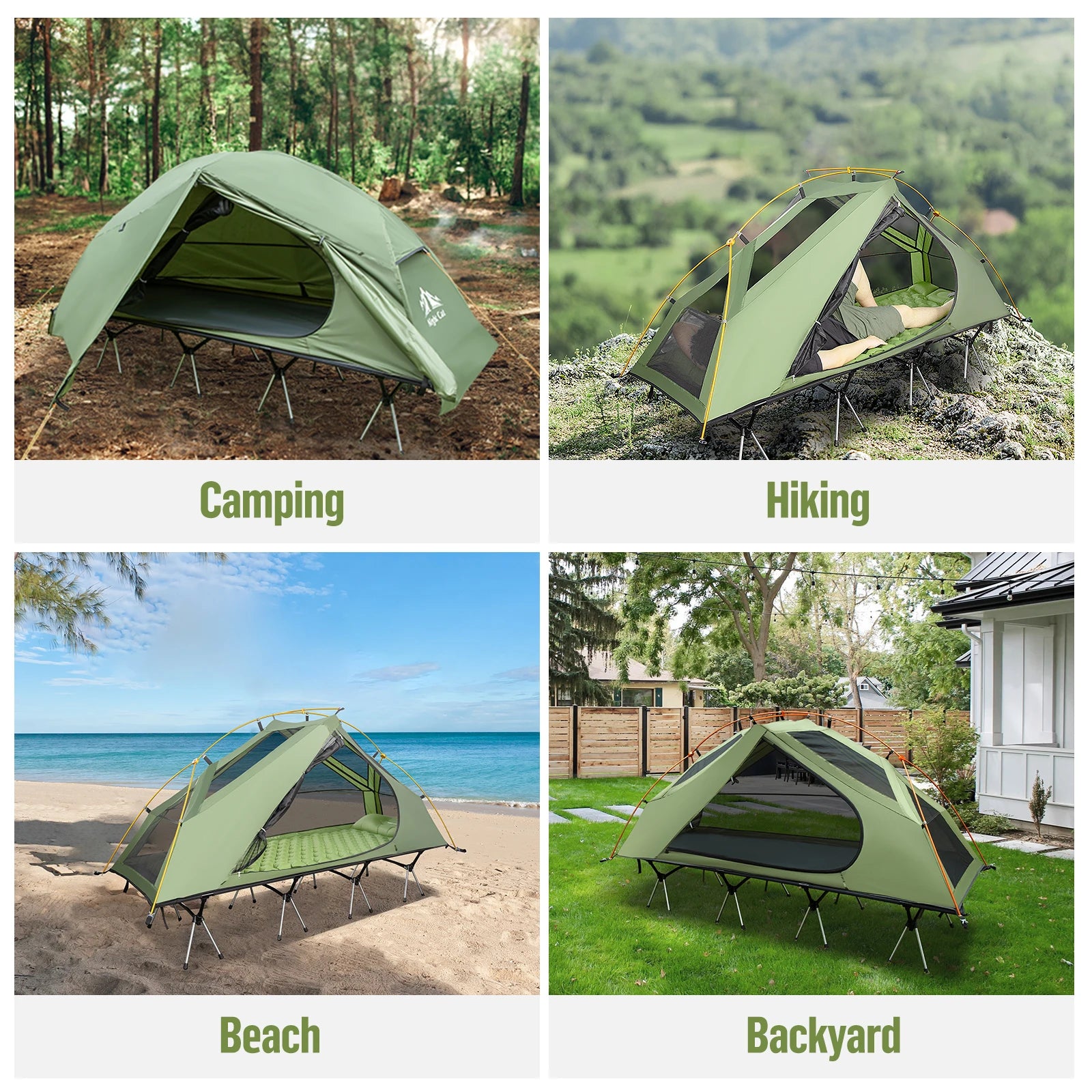 Night Cat Camping Cot Tent Waterproof 1-Person Off-Ground Combo Cot Bed