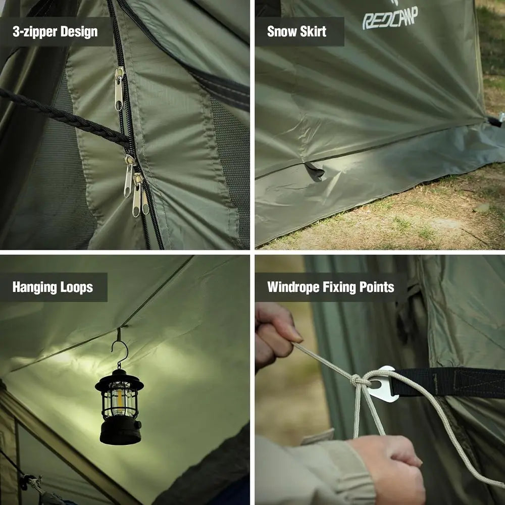 4-Season Waterproof & Windproof Hammock Tent with Stove Jack, Ideal for Camping, Hiking, and Outdoor Adventures