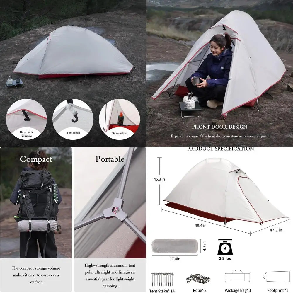 Ultralight Double Layer 1-Person Instant Tent for Camping Adventures