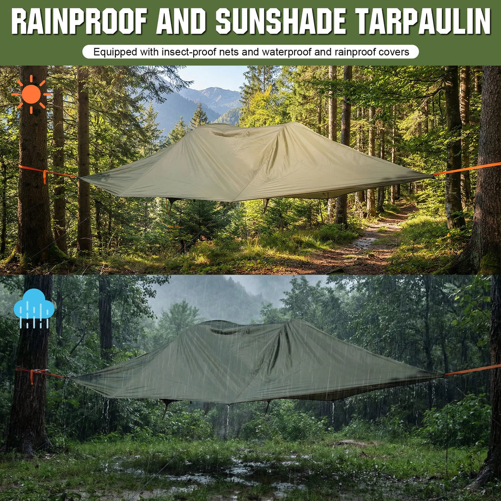2-Person Tree Tent Hammock with Mosquito Net & RainFly Portable Hammock 660 LBS Load Capacity for Outdoor Backpacking Hiking
