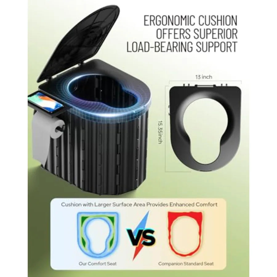 Camping Toilet with Pop-Up Privacy Tent and Liquid Waste Gel Portable Toilet for Camping with Large Tent Ergonomic Potty Provid
