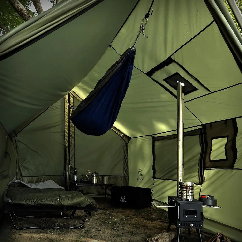 4-Season Waterproof & Windproof Hammock Tent with Stove Jack, Ideal for Camping, Hiking, and Outdoor Adventures