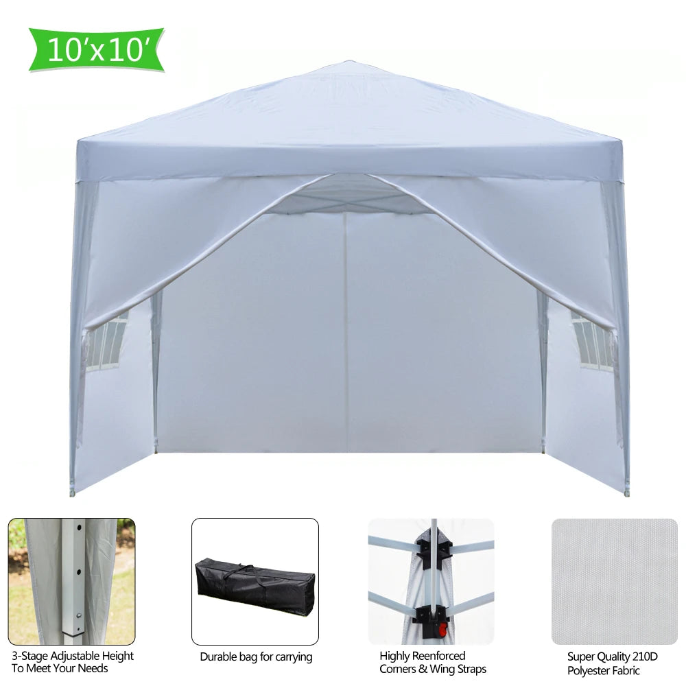 3 X 3m Two Doors & Two Windows Practical Waterproof Right-Angle Folding Tent White