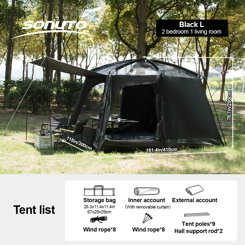 Large Family Tent 8-12 Person 2 Room Windproof with Sun Protection Mosquito Net, Instant Setup Outdoor Camping Tent for 4 Season