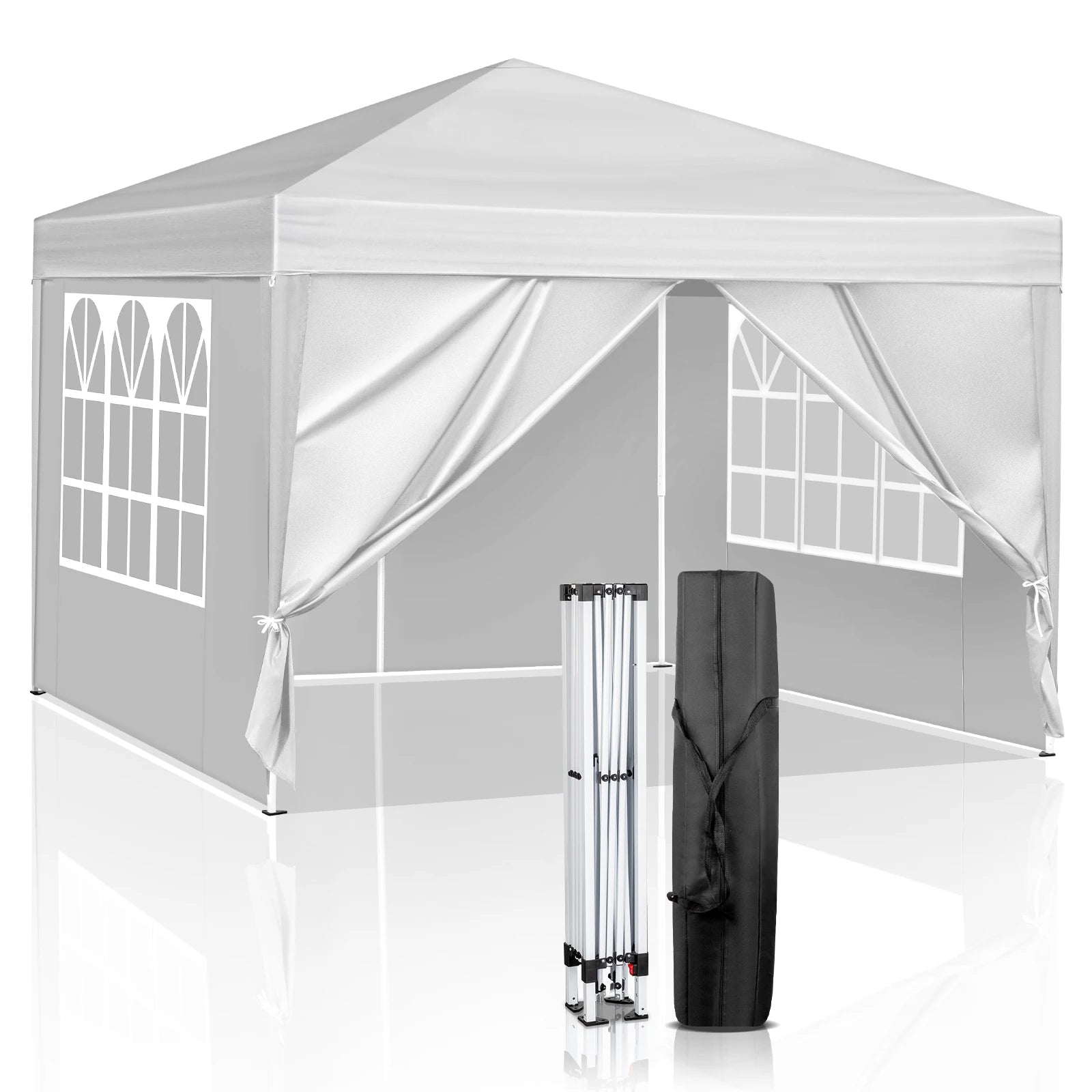 3 X 3m Two Doors & Two Windows Practical Waterproof Right-Angle Folding Tent White