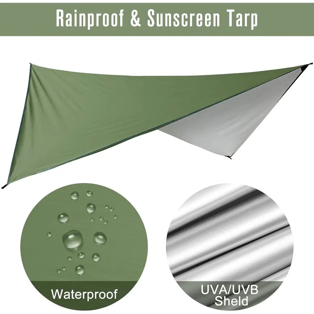 Large Camping Hammock with Mosquito Net and Rain ly- 2 Person Portable Hammock with Bug Net and Tent Tarp or Outdoor Hiking Camp