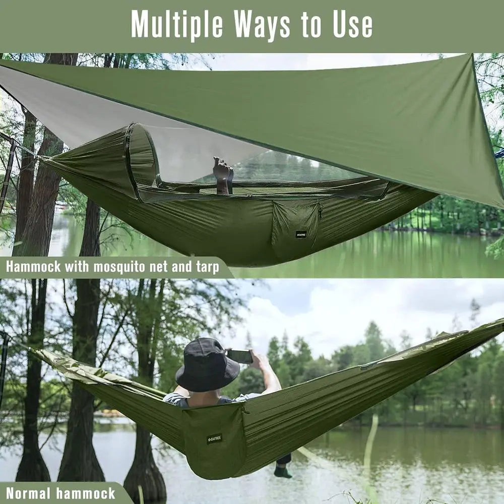 Large Camping Hammock with Mosquito Net and Rain ly- 2 Person Portable Hammock with Bug Net and Tent Tarp or Outdoor Hiking Camp
