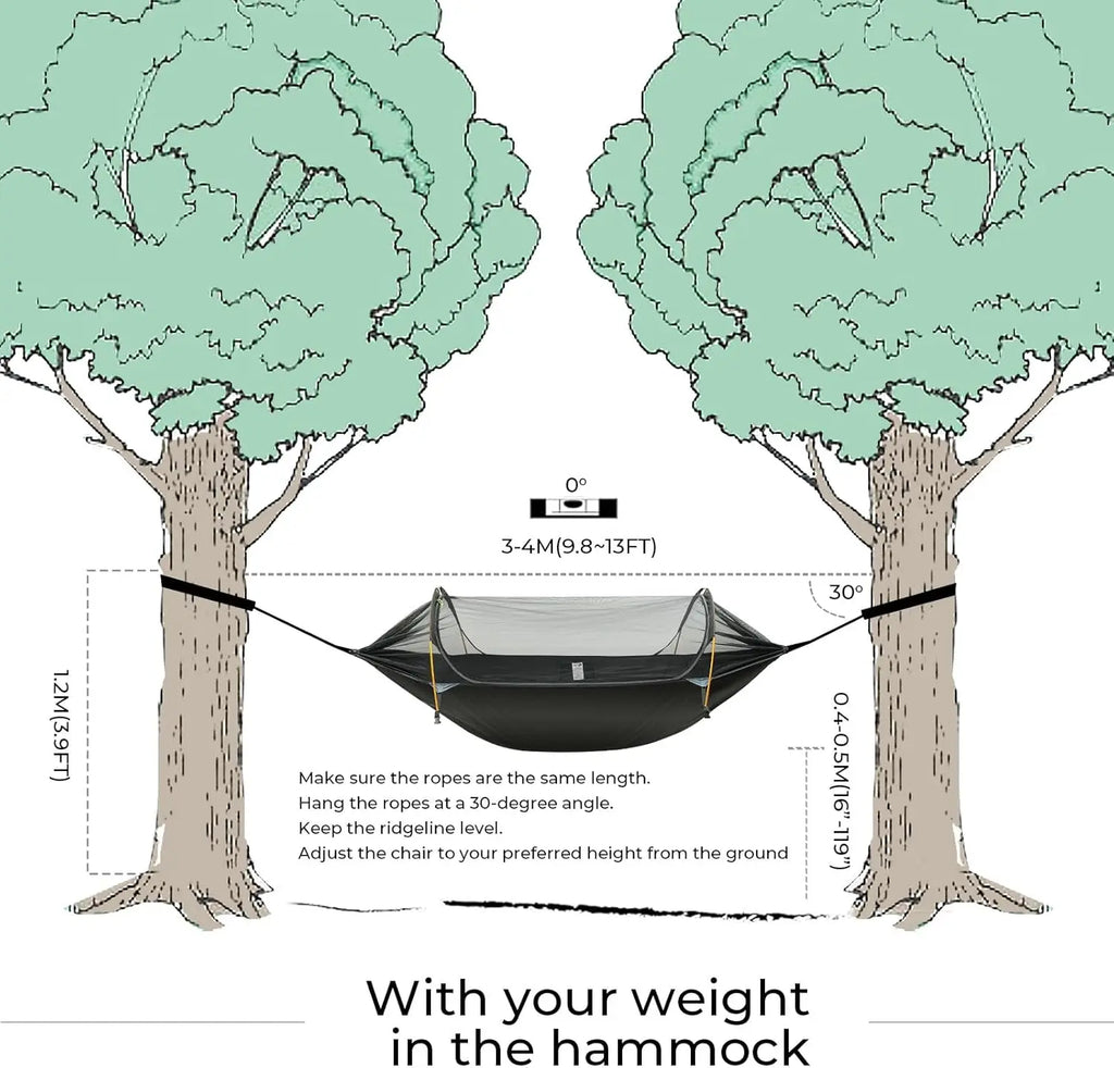 3-in-1 Waterproof Camping Hammock Tent with Mosquito Net, Rainfly, Lightweight Portable for Hiking Outdoor Travel