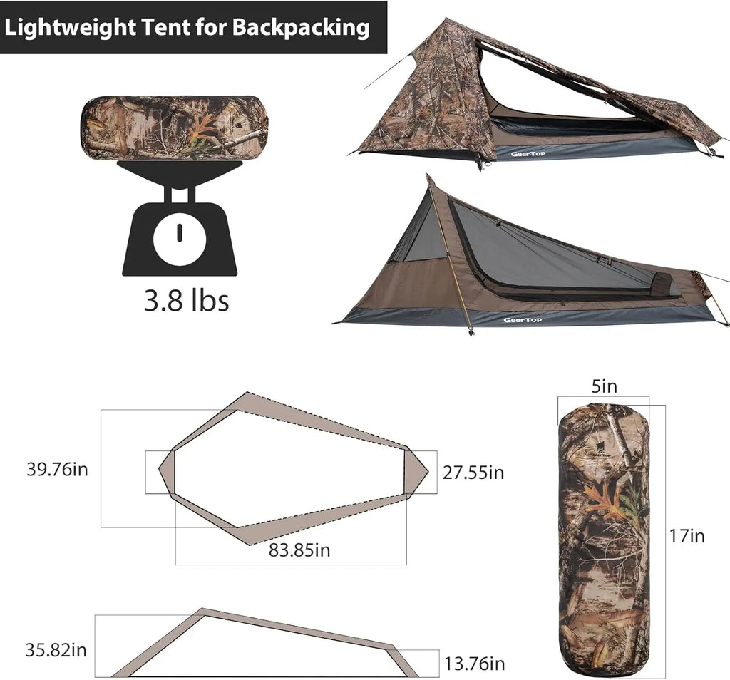 Ultralight Waterproof Single Person Bivy Tent for Camping Hiking Backpacking Outdoor Survival Gear