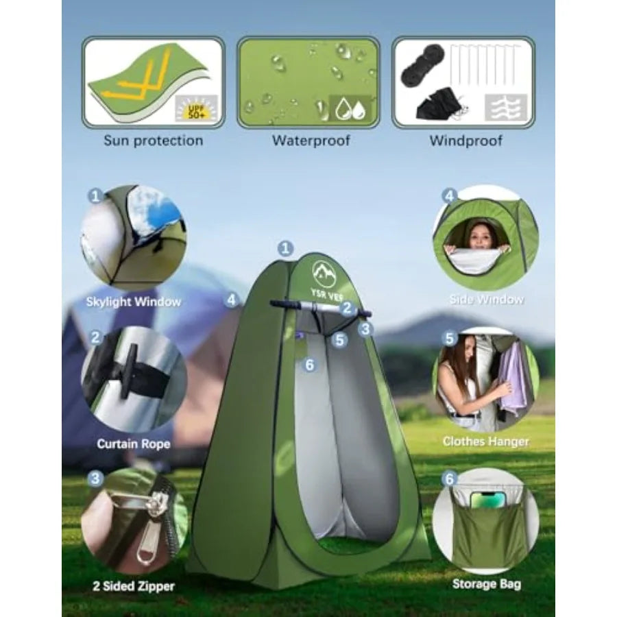 Camping Toilet with Pop-Up Privacy Tent and Liquid Waste Gel Portable Toilet for Camping with Large Tent Ergonomic Potty Provid
