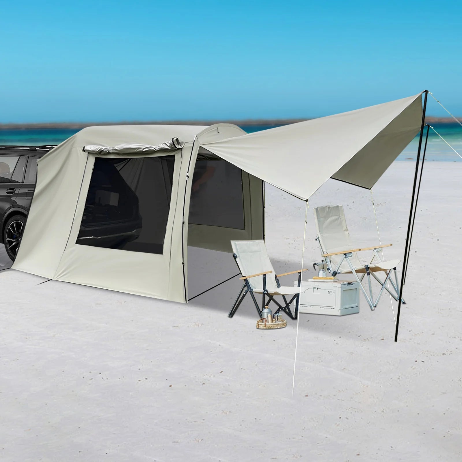 Car Awning Tent for SUV MPV Outdoor Camping Shelter Car Tent Attachment for Camping and Road Trip Adventures