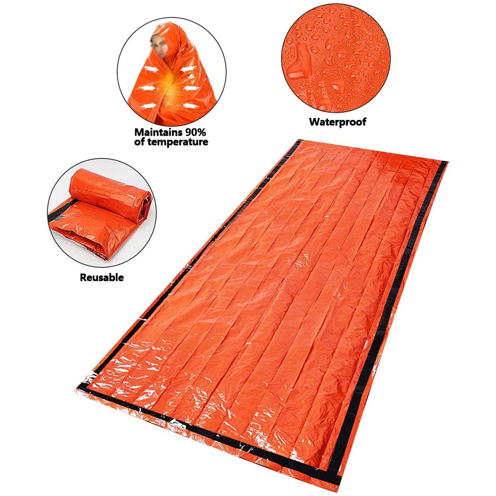 1-6pcs Emergency Mylar Thermal Blanket Survival Sleeping Bag for NASA Body Warmer Outdoor First Aid Camping Hiking Travel