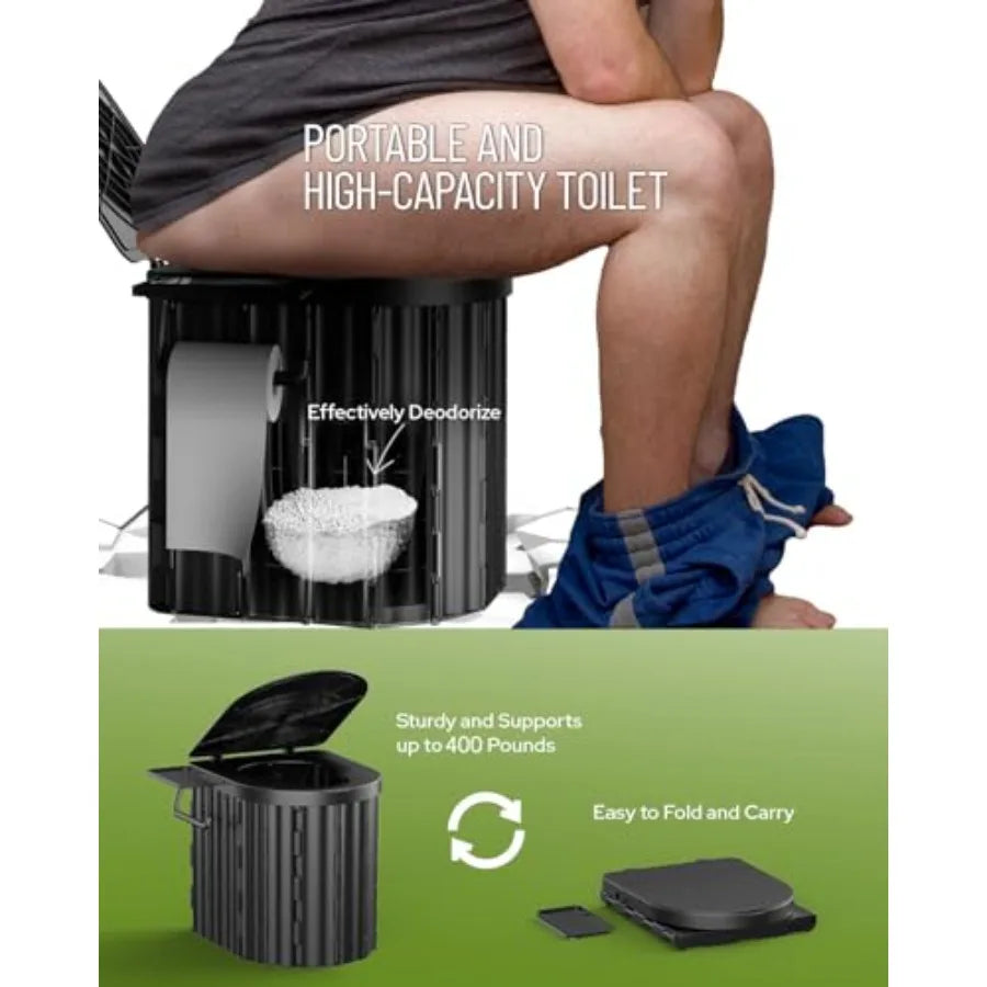 Camping Toilet with Pop-Up Privacy Tent and Liquid Waste Gel Portable Toilet for Camping with Large Tent Ergonomic Potty Provid