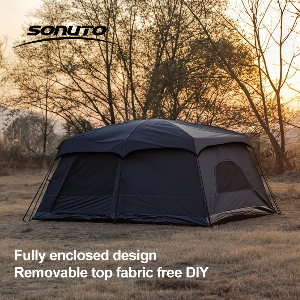 Family Camping Tent 8-12 Person 2 Room with Mosquito Net Sun Roof Instant Pop Up Windproof Large Outdoor Tent for Backyard