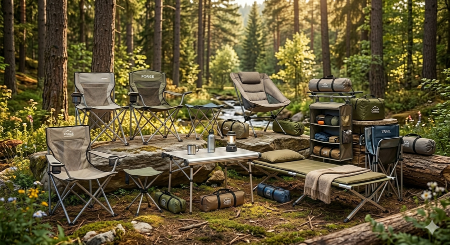 Mobiliário portátil para camping